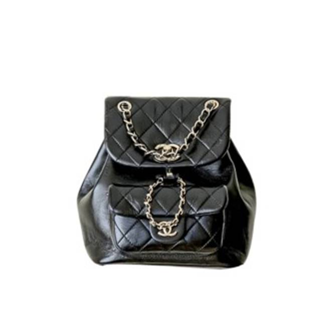 Ch*el backpack black gold hardware as1801 b02768 94305 (15*18*14cm)